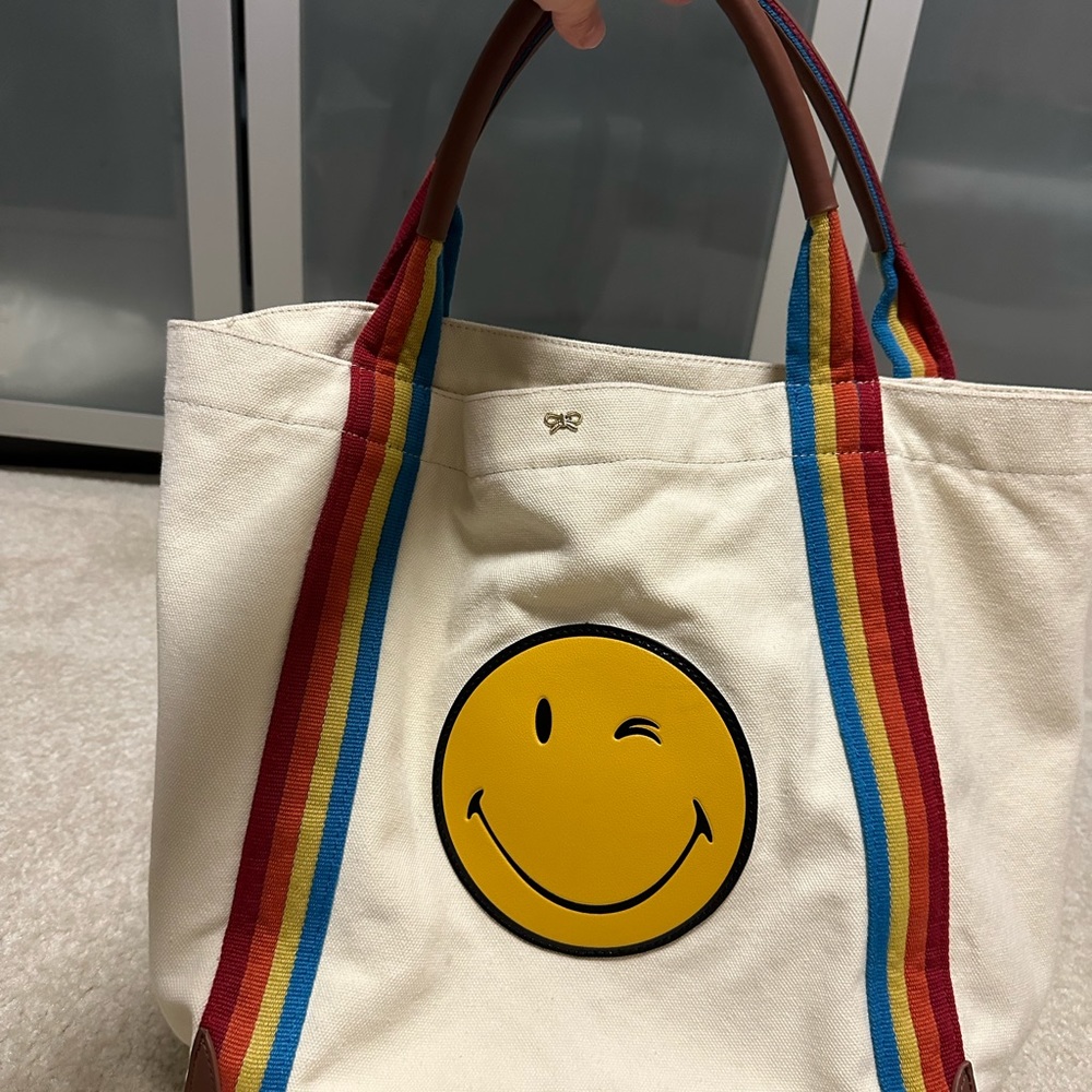 Anya Hindmarch Rainbow Smiley Face Emoji Tote Bag Gem